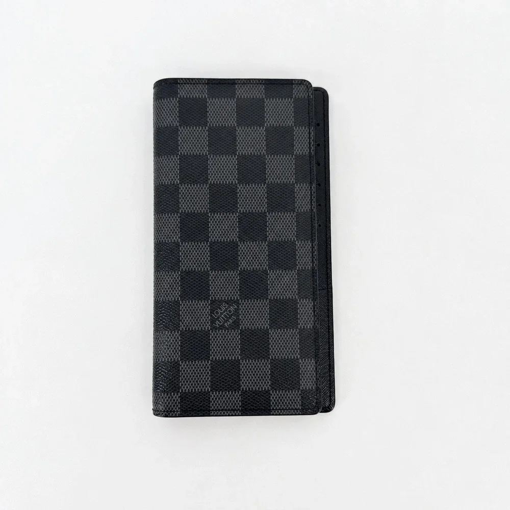 Louis Vuitton Brazza Wallet Mens Black Damier Graphite Luxury Designer Slim